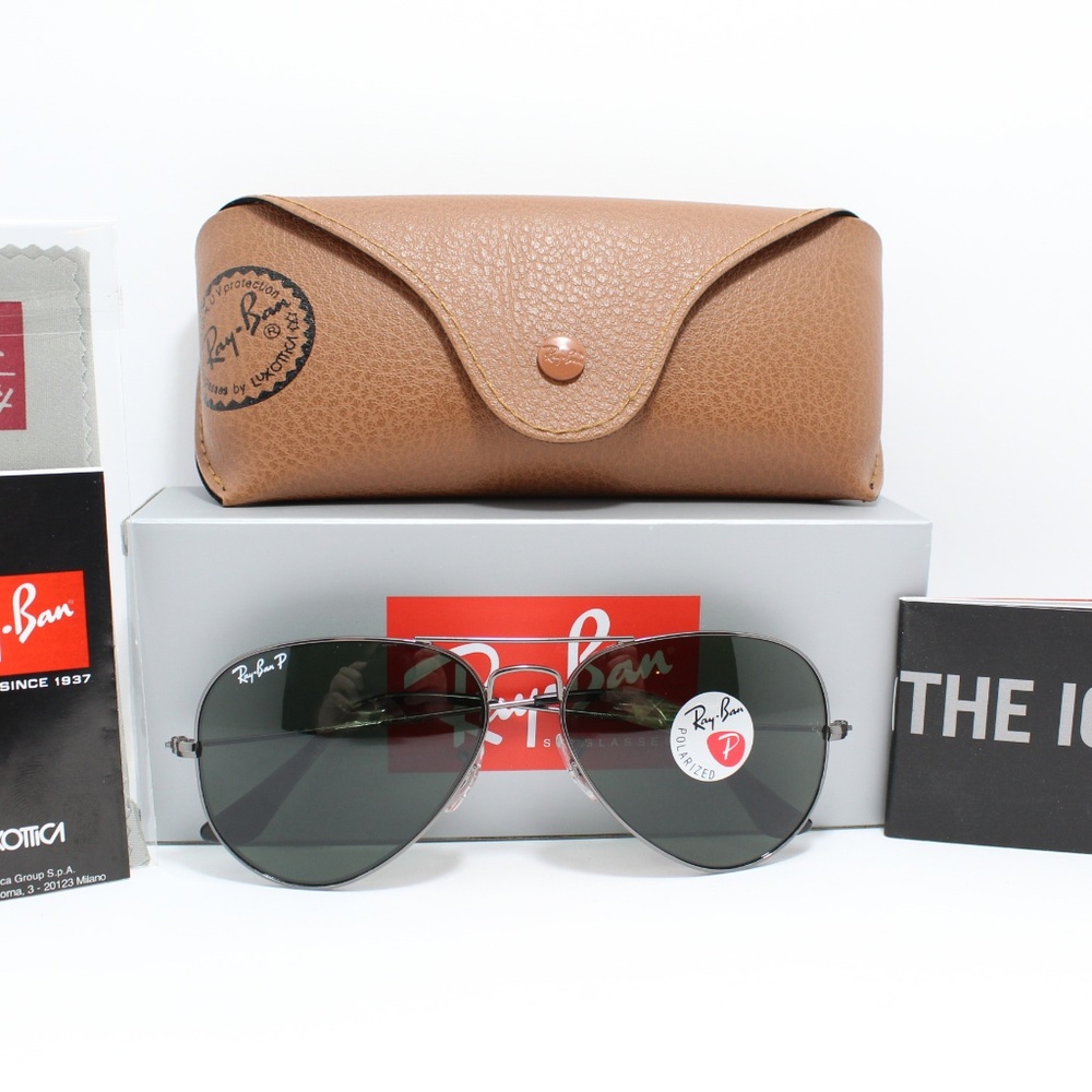 RAY-BAN RB 3025 004/58 POLARIZED GUNMETAL AVIATORS